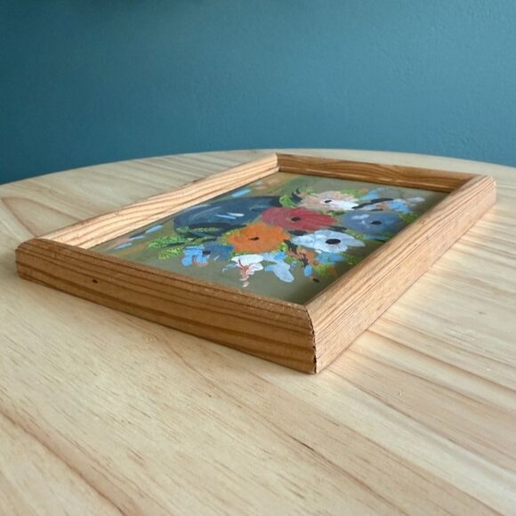 Vintage 60's Polish Floral Painting In Wood Frame by Local Artist. - Picture 4 of 8